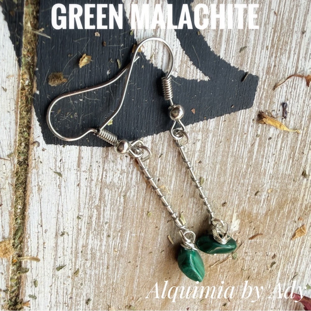 Alquimia Elegant Green Malachite Earrings - Picture 6 of 8